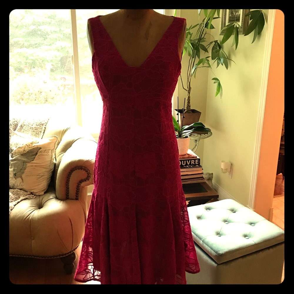 Gorgeous Anthropologie fuchsia raspberry party dress 0p